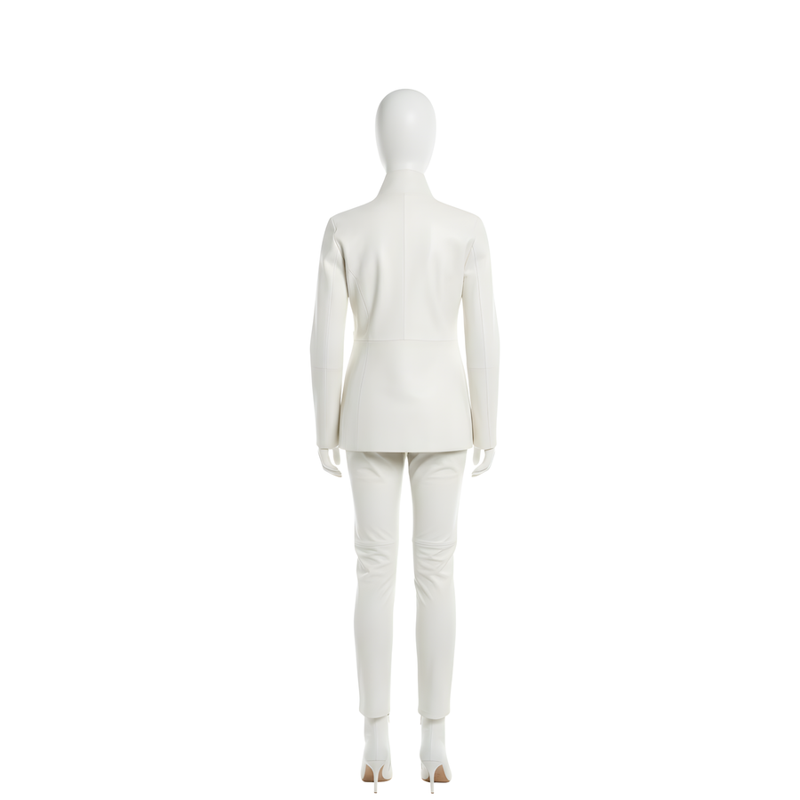 Women's Leather Suit – Asymmetrical Jacket & Slim Pants, Avant Garde Fashion
